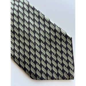 Tiffany & Co.  Silk Tie‎ Brown and Yellow Geometric Wavy pattern